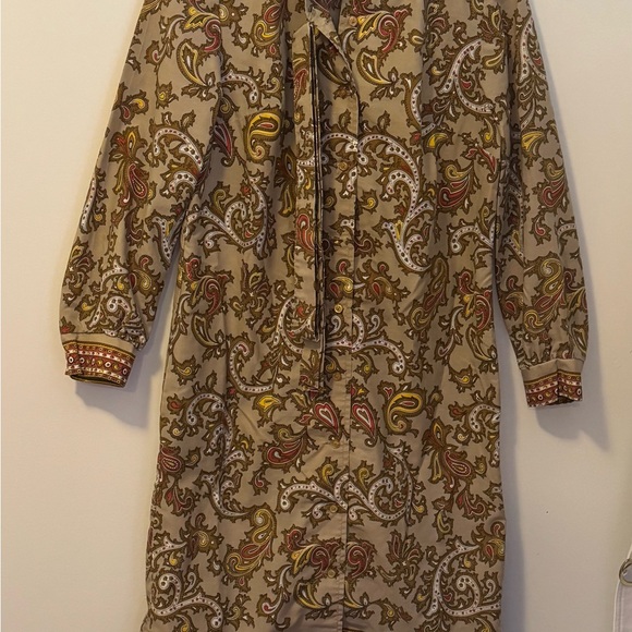 Vintage carol Brent Paisley Patterned Women's button down dress no iron material - Picture 1 of 7